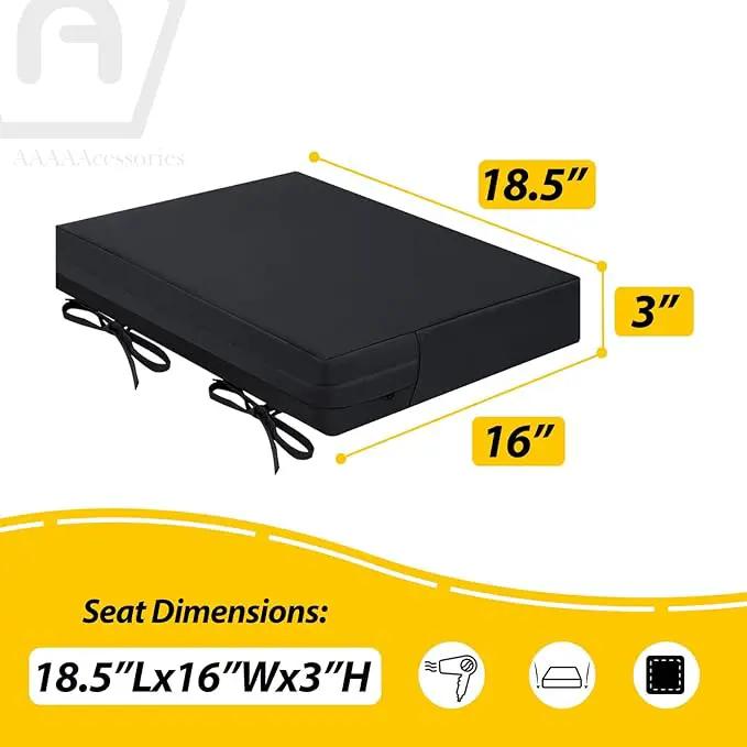 AAAAAcessories Outdoor Seat Cushions for Chairs, Waterproof, Fade-Resistant Patio Furniture Replacement Cushions, 18.5" x 16" x 3", Set of 4, Black by GreenHaven Gardens