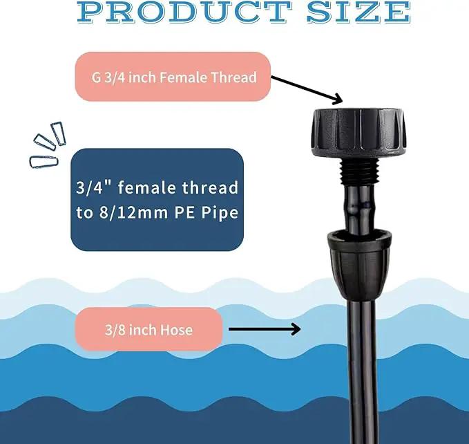 8pcs Garden Hose Adapter, 3/4'' Faucet Convert to 3/8'' Drip Irrigation Tubing, Drip Irrigation Hose Connectors for Outdoor Watering, Fittings with 8pcs Rubber Washers (1 Barb) by GreenHaven Gardens