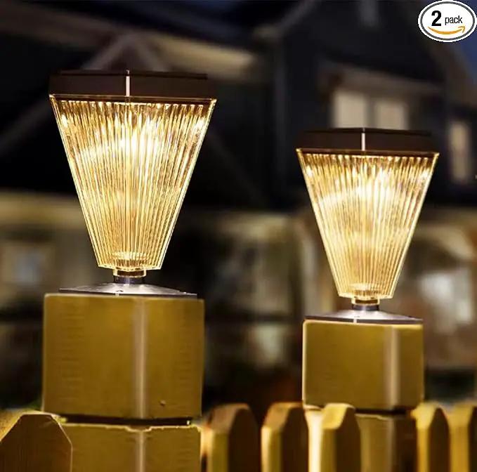 2 Pack Solar Post Lights Outdoor Waterproof IP65 Solar Fence Post Pillar Lights Landscape Stake Decorative Fence Yard Patio Walkway Pathway Light Up to 12 Hrs by GreenHaven Gardens
