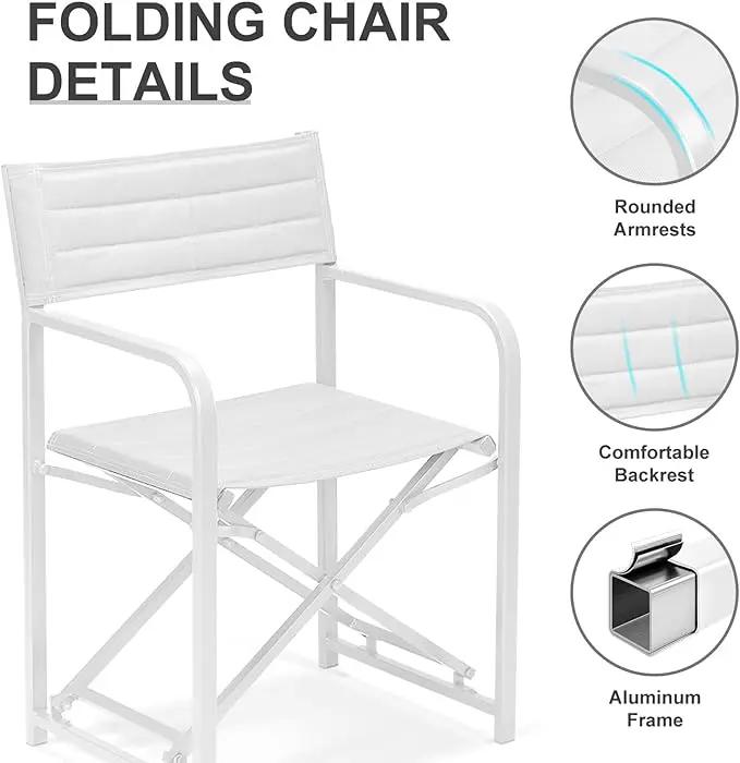Aoodor Patio 34" Director's Chairs Set of 4, Outdoor Portable Bar Height Seating with Folding Aluminum Frame, 225 lbs Capacity, Perfect for Camping, Fishing, Picnic by GreenHaven Gardens