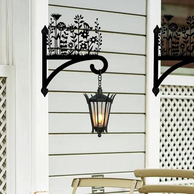 Peacoblue Iron Plant Hangers Hooks for Outdoor Indoor Hanging Plants Flower Fern Pot Lantern Bird Feeder Wind Chimes, 12"x15" Weather Resistant Metal Wall Holder for Porch Garden Farmhouse(Wildflower) by GreenHaven Gardens