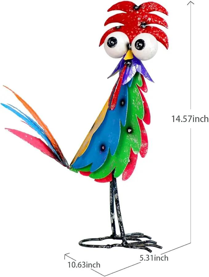 Natelf Outdoor Wacky Metal Rooster Yard Statue Decoration Roosters Decor Garden Statues Chicken Figurine Outside Decorations for Courtyard by GreenHaven Gardens
