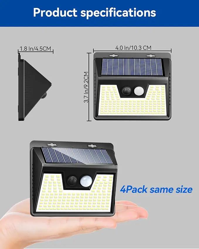 Peasur Solar Lights Outdoor Waterproof, 4 Pack 140LED Motion Sensor Light, 3 Modes Solar Powered Fence Security Lights for Patio Step Deck House Outside(Cool White) by GreenHaven Gardens