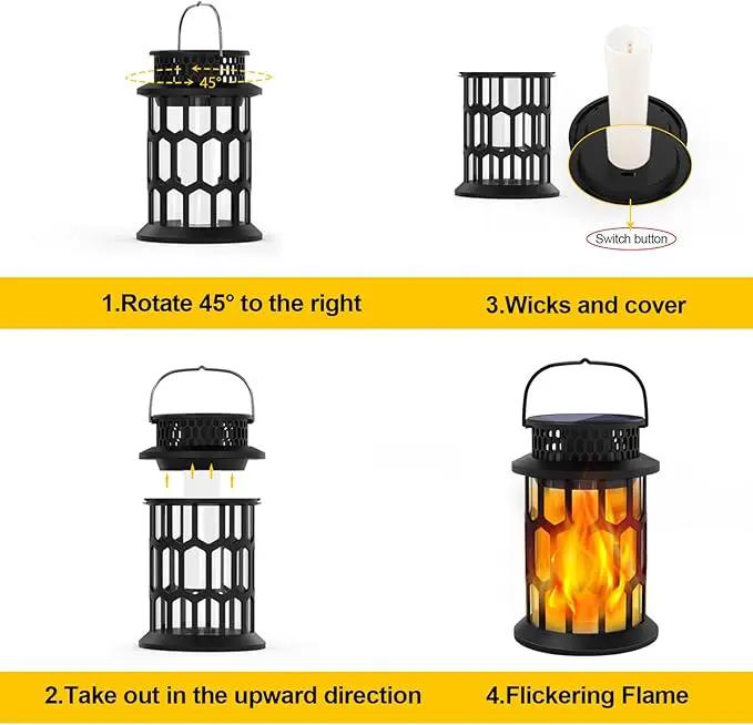 Solar Lights for Outside, Upgraded Solar Lanterns Flickering Flame Outdoor Waterproof Hanging Lanterns Decorative Solar Powered Outdoor Lighting LED Flame Garden Lights for Patio Deck Yard, 2 Packs by GreenHaven Gardens