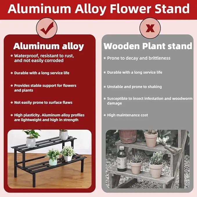 Sturdy 2-Tier Metal Plant Stand for Outdoor & Indoor, Decorative Planter Display Shelf Unit for Garden Patio Balcony Living Room by GreenHaven Gardens