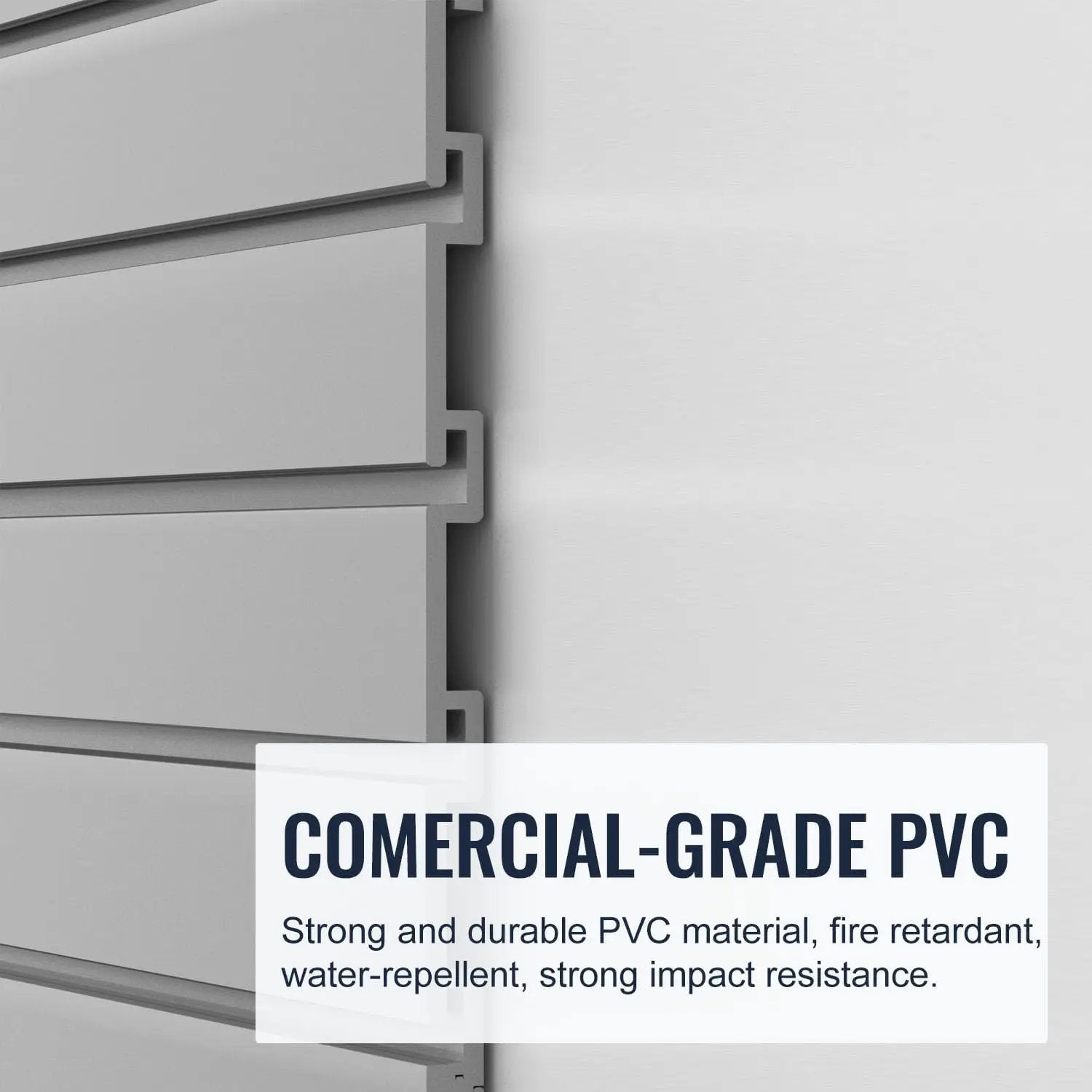 Slatwall Panel Garage Organizer PVC Slatwall Heavy Duty Wall Mounted Rack, Interlocking Slat Wall Panels for Tool Organization Peg Board(Grey 4 x 8 ft) by GreenHaven Gardens