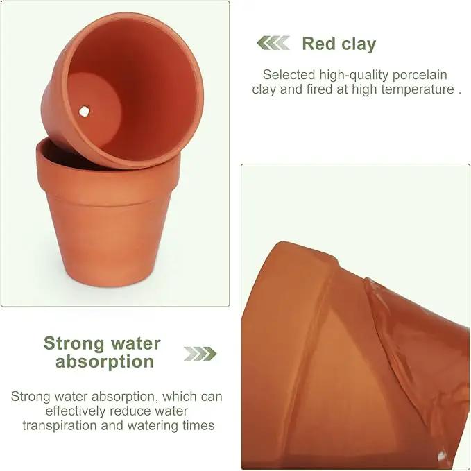 6 PCS Clay pots and Plates, 5-inch red Clay pots with Drainage, Perfect for Indoor, windowsill, and Garden Plants by GreenHaven Gardens