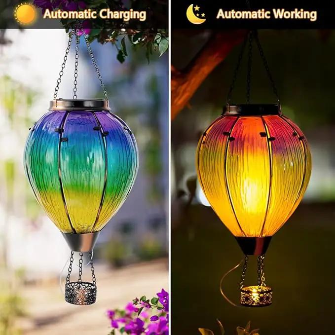 DREAMSOUL Large Hot Air Balloon Solar Lantern with Candle Holder, Hanging Solar Hot Air Balloon Lantern with Flame for Garden Yard Tree Decor by GreenHaven Gardens