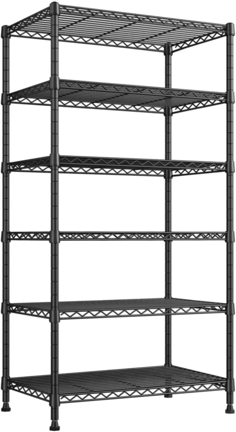 REIBII 6 Tier Shelf Metal Shelving 70"H Storage Shelves Sturdy Wire Rack Shelf Units Adjustable Detachable Storage Shelving Unit for Kitchen Laundry Pantry Garage Commercial 71"H x 21.65"W x 11.8"D by GreenHaven Gardens