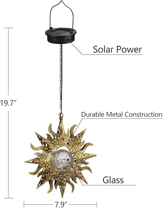 2 Pack Garden Decor Hanging Lanterns Outdoor Waterproof,Solar Lights Metal Sun Gifts Decoration for Yard Clearance Front Porch Lawn Driveway Patio Backyard Pathway Gardening Gift by GreenHaven Gardens