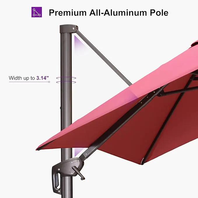 PURPLE LEAF 10 Feet Patio Cantilever Umbrella Square Outdoor Umbrella with 360° Rotation and Aluminum Offset Hanging for Garden Backyard Pool, Terra by GreenHaven Gardens