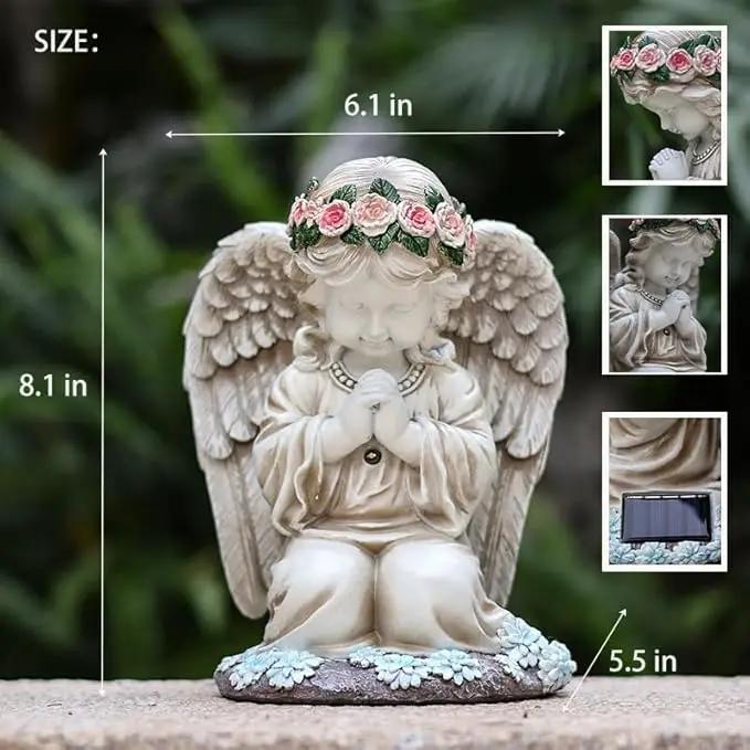 Garden Statues for Outside, 3 LED Solar Praying Angel Figurines Decorative Light, Waterproof Resin Fairy Statue Solar Light for Patio Balcony Yard Lawn Ornament Gifts for Mom (PrayAngel) by GreenHaven Gardens