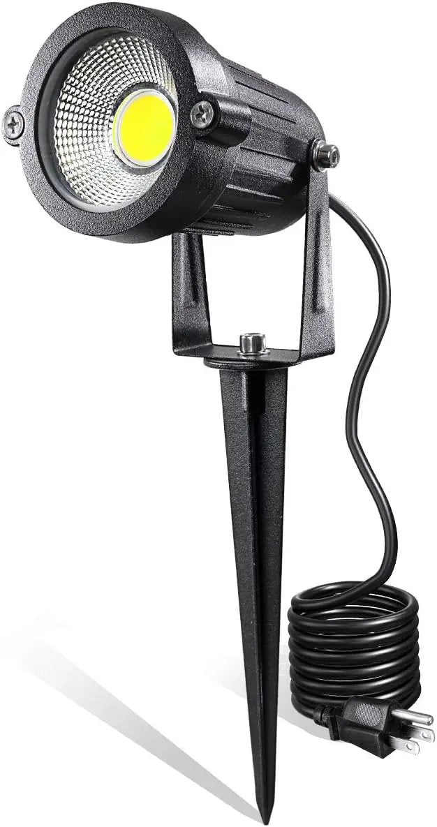 LED Landscape Lights,5W 120V AC Outdoor Pathway Garden Yard Spotlight,IP65 Waterproof Garden Flood Light,Outdoor Spotlight with Stake,UL Cord 5-ft with Plug (Pack of 1, Daylight White) by GreenHaven Gardens