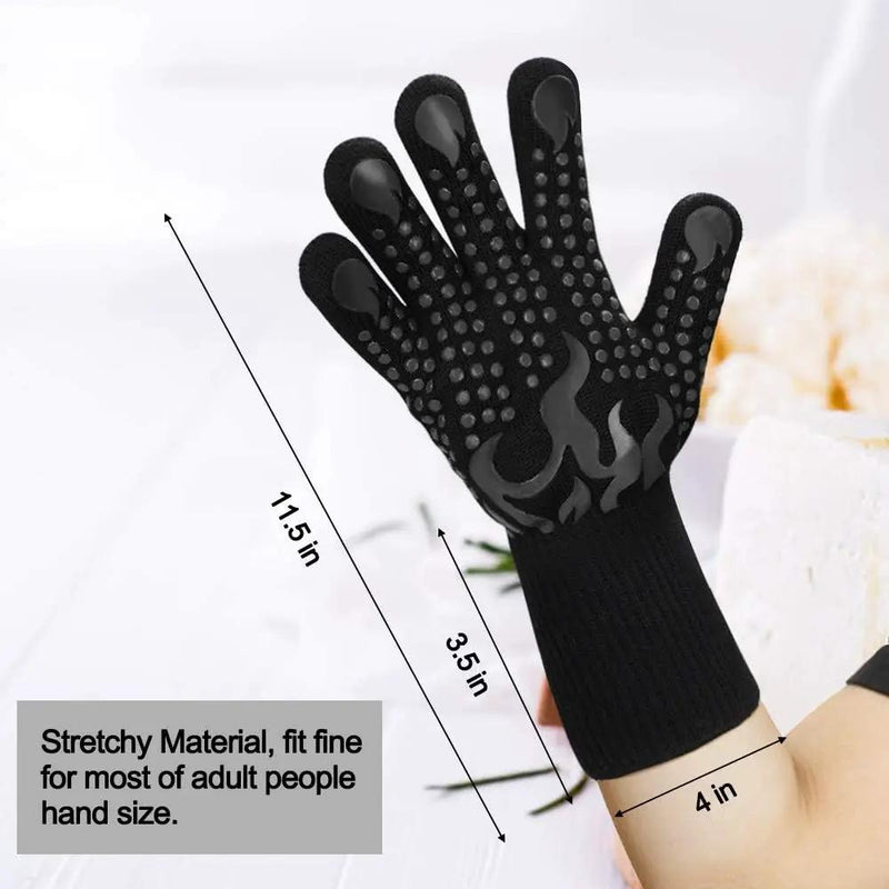 Comsmart BBQ Gloves, 1472F Heat Resistant Silicone Non-Slip Oven Mitts, Long Kitchen Gloves Perfect for Grilling, Cooking, Baking, Cutting by GreenHaven Gardens