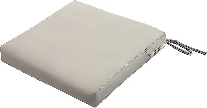 Classic Accessories Ravenna Water-Resistant 19 x 19 x 3 Inch Patio Seat Cushion, Mushroom, Chair Seat Cushion by GreenHaven Gardens
