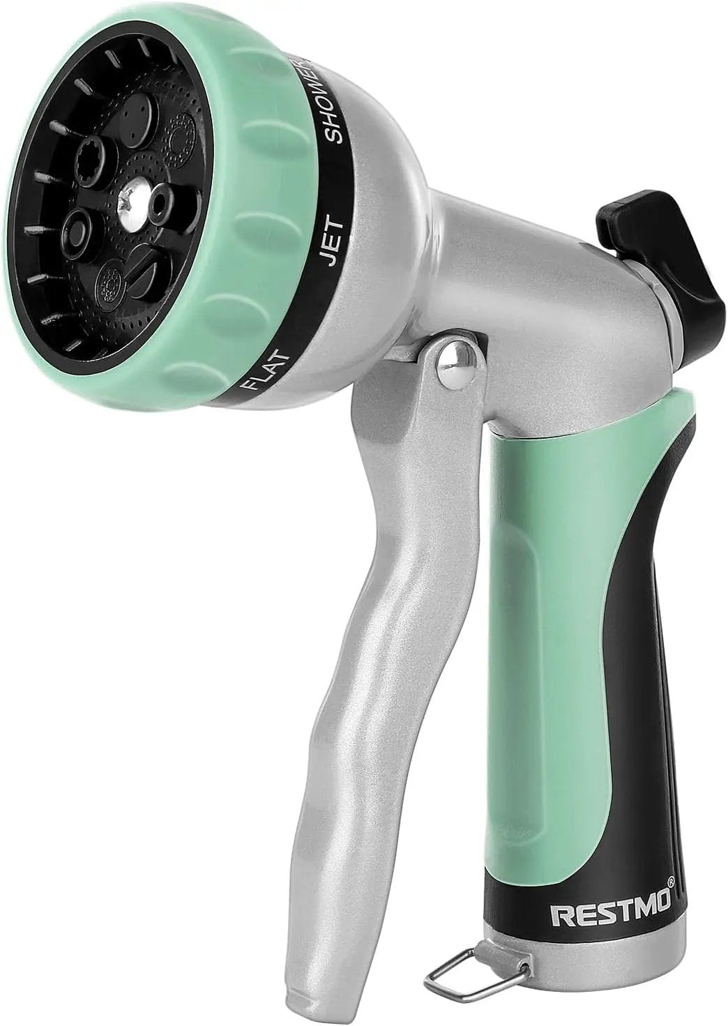 RESTMO Garden Hose Nozzle, Heavy Duty Metal Water Hose Nozzle with 7 Adjustable Spray Patterns, High Pressure Hand Sprayer with Flow Control, Best for Watering Plant & Lawn, Washing Car & Pet, Cyan by GreenHaven Gardens