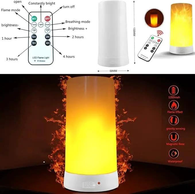 Led Flame Light,USB Rechargeable LED Fire Candles Outdoor Hanging Lamps with Remote for Home Party Halloween Christmas Decoration (Warm White) by GreenHaven Gardens