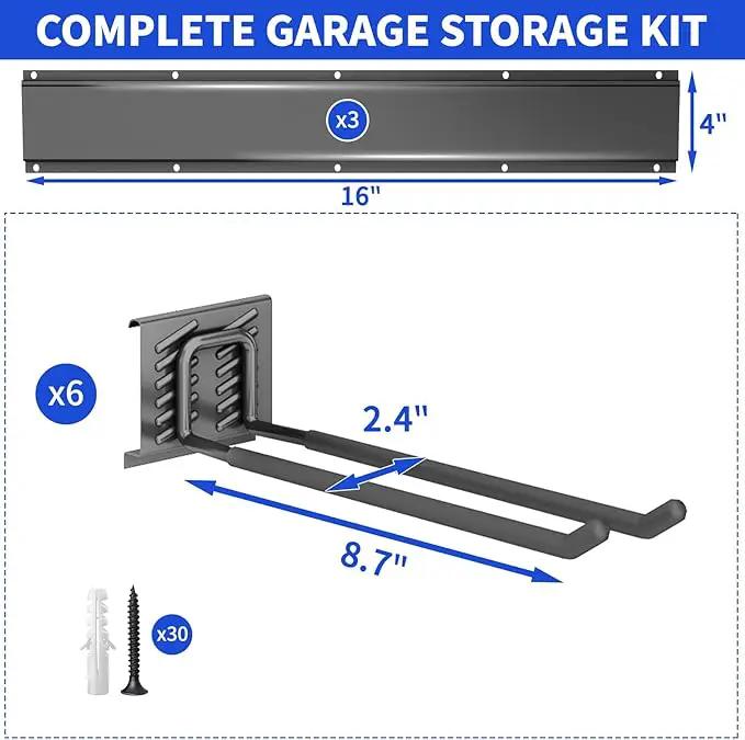 Garage Organization Tool Organizer Wall Mount, 48inch Heavy Duty Garden Tool organizer Storage System, Easy Install With 6 Adjustable Straight Hooks, For Garage, Basement, Shed, Workshop(Black) by GreenHaven Gardens