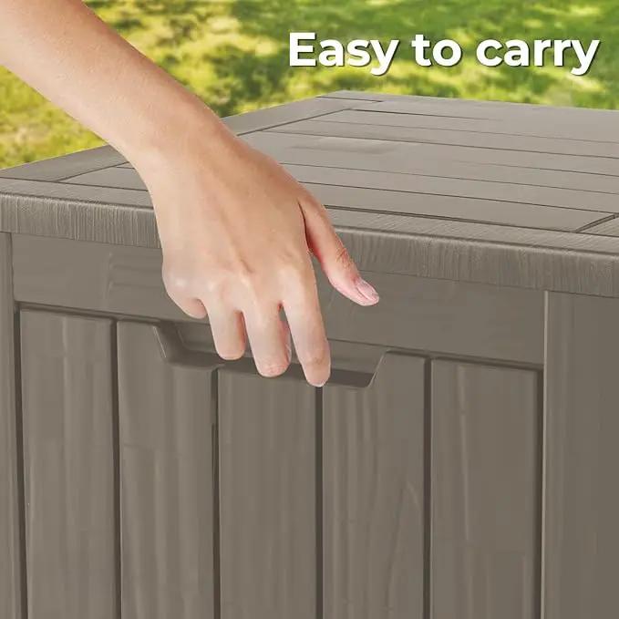 50 Gallon Lockable Resin Deck Box, Waterproof & UV-Resistant Outdoor Storage Box for Outdoor Cushion Storage, Garden Tools & Pool Accessories Storage, Gray by GreenHaven Gardens