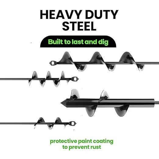 Auger Drill Bit for Planting 4 Pack – Garden Spiral Hole and Bulb Planter Tool for Umbrella Holes - Compatible with 3/8 Inch Hex Drive by GreenHaven Gardens