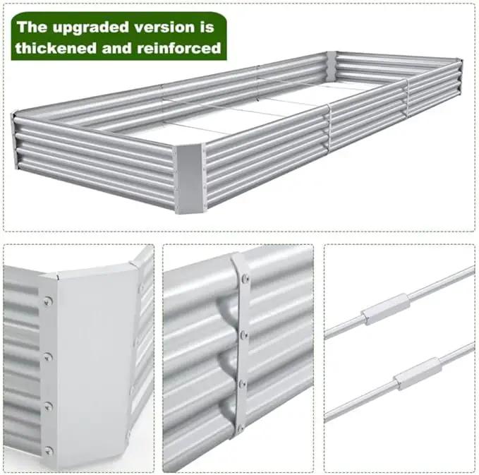 Land Guard 12×4×1ft Galvanized Raised Garden Bed Kit for Vegetables, Galvanized Super Large Metal Planter Raised Garden Boxes Outdoor(359 Gallon Capacity)… by GreenHaven Gardens