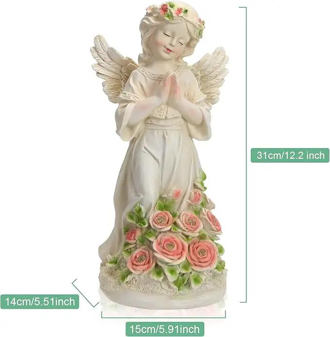 Garden Decor Angel Statue, Outdoor Patio Garden Sculptures & Statues, Solar Yard Decorations Lawn Ornaments Figurines for Outside by GreenHaven Gardens