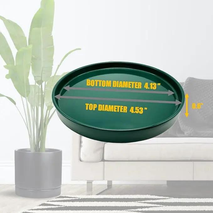 4 Pack Ceramic Plant Saucer Pot Tray 4 Inch, Planter Saucers 4 5 6 7 8 9 10 11 12 13 Inch for Indoors Outdoor, Durable Sturdy Flower Drainage drip Water Tray for Glazed Pots Base (4.7 Inch-Green) by GreenHaven Gardens