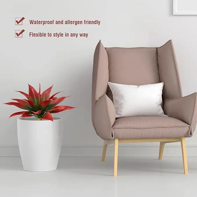 Artificial Agave Plants,Large UV Resistant Fake Agave Planters for Indoor and Outdoor Decorating Tropical Plant Succulents Greenery Indoor Decor (2Pack,18" Red) by GreenHaven Gardens
