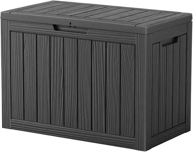 45 Gallon Waterproof Outdoor Storage Box,Resin Deck Box,Lockable Outside Storage Box Container for Patio Furniure,Garden,Tools (45 Gallon,Black) by GreenHaven Gardens