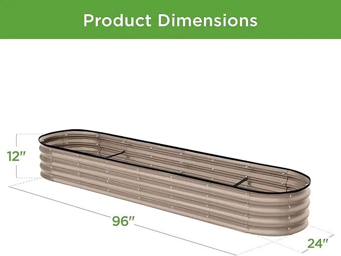 Best Choice Products 8x2x1ft Outdoor Metal Raised Garden Bed, Oval Deep Root Planter Box for Vegetables, Flowers, Herbs, and Succulents w/ 108 Gallon Capacity - Taupe by GreenHaven Gardens