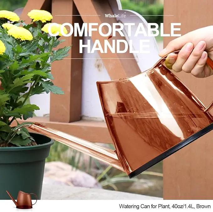 WhaleLife Indoor Watering Can for House Bonsai Plants (1.4L, Brown) by GreenHaven Gardens