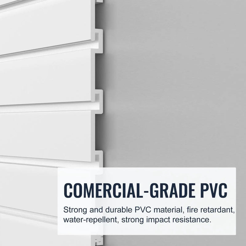 Slatwall Panel Garage Organizer PVC Slatwall Heavy Duty Wall Mounted Rack, Interlocking Slat Wall Panels for Tool Organization Peg Board(White 4 x 8 ft) by GreenHaven Gardens