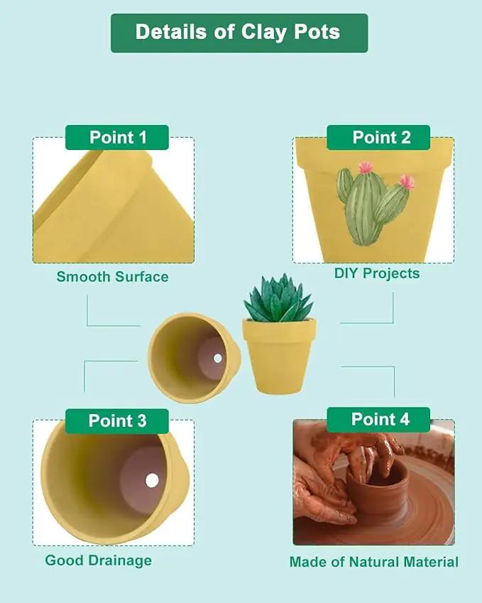 vensovo 48 Pcs 2" Tiny Terracotta & Terra Cotta Pots with Drainage - Yellow Small Mini Clay Ceramic Pottery Planter Ideal for Indoor/Outdoor Plants, Crafts, Wedding Favors by GreenHaven Gardens