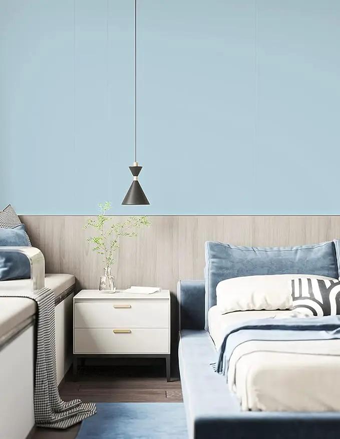 Dimoon 236''x17.7'' Blue Peel and Stick Wallpaper Contact Paper Modern Self Adhesive Wall Paper Removable Renter Friendly Textured Solid Color Shelf Cabinet Vinyl Roll (236''x17.7'',Light Blue) by GreenHaven Gardens