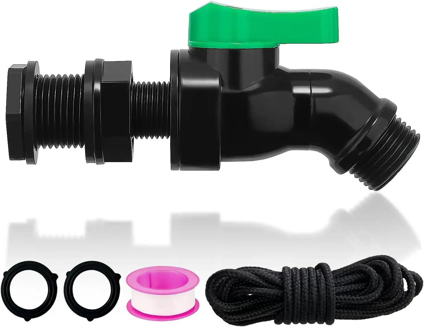 Plastics Rain Barrel Spigot Kit High Flow Valve Core Water Tank Faucet+PVC Bulkhead Fitting 1/2" NPT to 3/4" GHT Rain Barrel Spigot for Plastic Bucket Rainwater Drum Container Downspout Collector in by GreenHaven Gardens