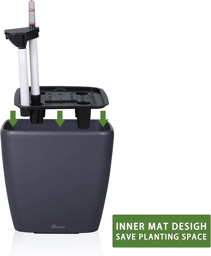 Dexceder 13x12 Self Watering Planter with Wheels Indoor Outdoor, Inner Mat Design, Thickened Large Floor Standing Flower Plant Pot with Water Level Indicator (Slate Gray Matte) by GreenHaven Gardens