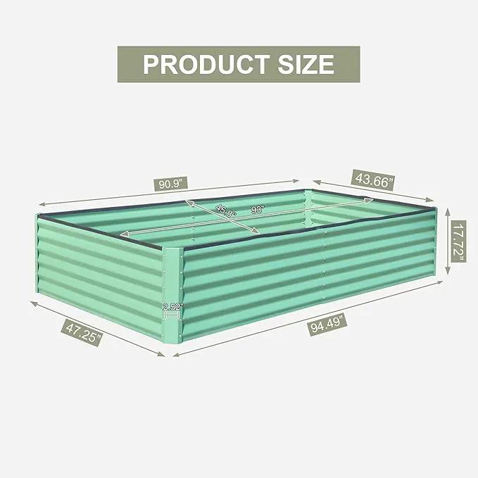 Domi Raised Garden Beds Outdoor, 8x4x1.5Ft Thickening Tall Metal Rectangular Deep Root Box Planter for Vegetables, Flowers, Herbs, and Succulents 1.5" Deep w/ 342 Gallon Capacity - Green by GreenHaven Gardens