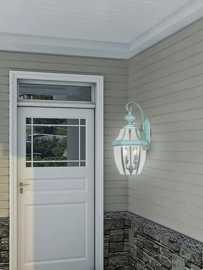 Livex Lighting 2251-07 Monterey 2 Light Outdoor Bronze Finish Solid Brass Wall Lantern with Clear Beveled Glass, 20.25" x 10.5" x 20.25" by GreenHaven Gardens