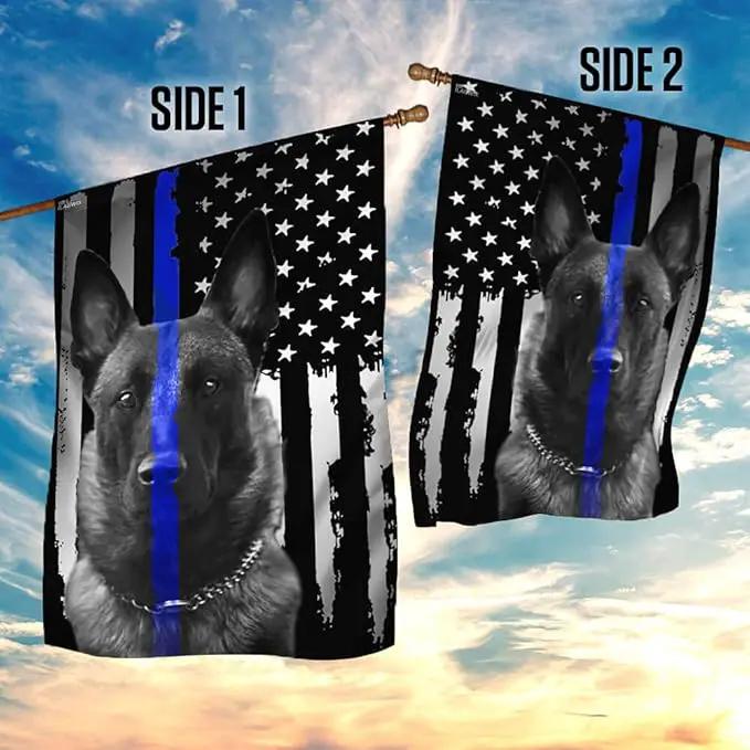 Flags-Belgian Malinois. Police Dog. K9 Flag THB2142F, Garden Flag (11.5" x 17.5")-USA House Garden Flags Premium Polyester-Decorative Outdoor Flags by GreenHaven Gardens
