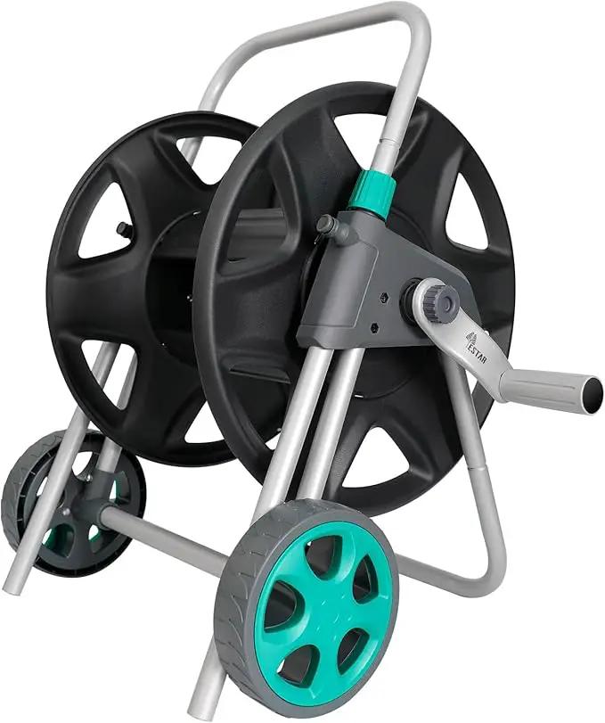 Garden Water Hose Reel Cart, Holds 100 Feet of 5/8 Inch Hose,Garden Water Pipe Holders Mobile Tools with 2 Wheels for Outside Watering by GreenHaven Gardens