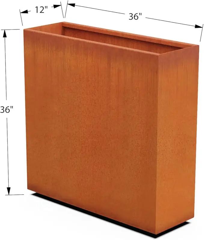 Corten Steel Planter Rectangle Outdoor Metal Garden Box Heavy Duty | Made in USA | Fully Assembled by GreenHaven Gardens