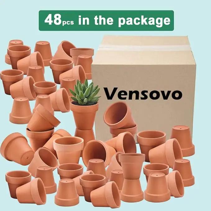 vensovo 48 Pcs 2" Tiny Terracotta & Terra Cotta Pots with Drainage - Small Mini Clay Ceramic Pottery Planter Ideal for Indoor/Outdoor Plants, Crafts, Wedding Favors by GreenHaven Gardens
