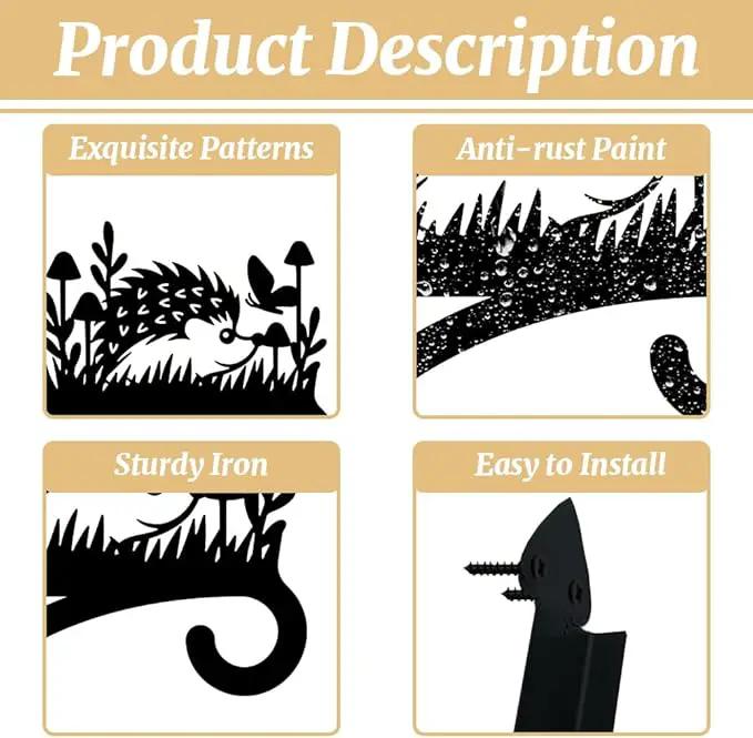 peacoblue Iron Plant Hangers Hooks for Outdoor Indoor Hanging Plants Flower Fern Pots Lantern Bird Feeder Wind Chimes, 12”x14” Weather Resistant Metal Wall Holder for Porch Garden Farmhouse(Hedgehog) by GreenHaven Gardens