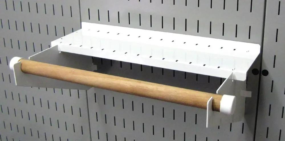 Wall Control Pegboard Organizer 4 ft. Metal Pegboard Standard Tool Storage Kit & Pegboard Paper Towel Holder and Dowel Rod Pegboard Shelf Assembly for Pegboard and Slotted Tool Board – White by GreenHaven Gardens