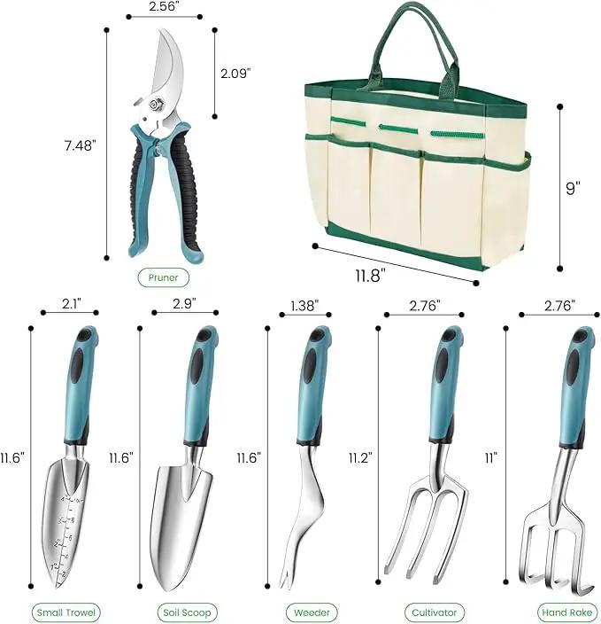 Garden Tool Set 9 PCS, Heavy Duty Gardening Hand Tools for Women, Durability Garden Tool Bag, Rust-Proof Aluminum Gardening Supplies, Ideal Gifts for Women and Men by GreenHaven Gardens