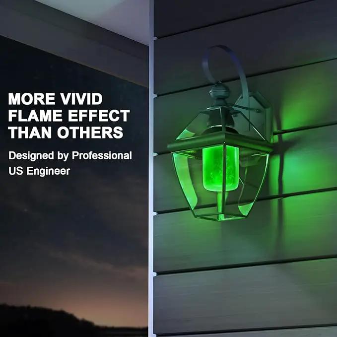 Hompavo 【Upgraded LED Flame Light Bulbs, Green Flickering Light Bulbs with Upside Down Effect, E26 Flame Bulb for Home Halloween St. Patrick's Day Christmas Decorations Indoor & Outdoor, 4 Pack by GreenHaven Gardens