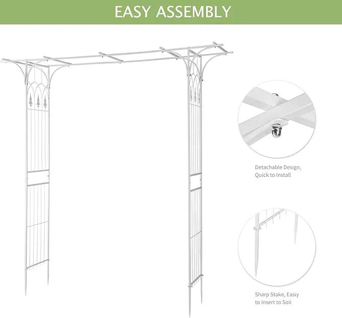 VINGLI Garden Arbor, Arch Archway for Wedding Ceremony Party, Steel Garden Trellis for Plant Climbing, Christmas Garden Decorations Pergola for Garden, Backyard, Lawn (White) by GreenHaven Gardens