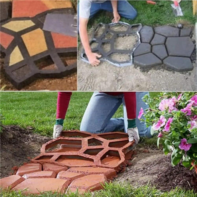 Concrete Molds and Forms, 2 Pack Plus Size 16.9x16.9x1.57inch Reusable DIY Stepping Stone Cement Paver Walkways Mold Walk Maker for Patio, Lawn & Garden by GreenHaven Gardens