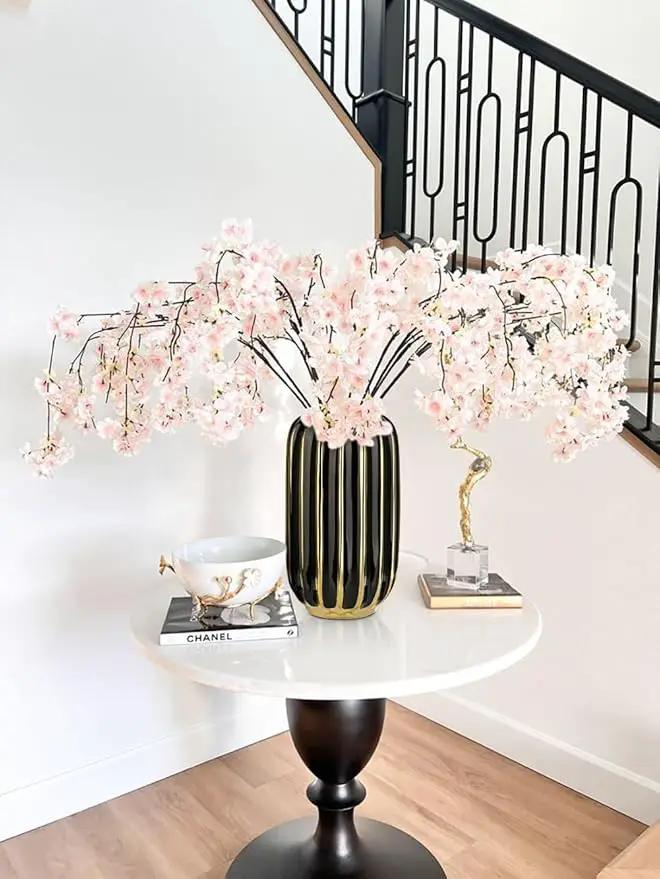 Briful Gold Plated Lantern Ceramic Vase Home Decor Creative Design Porcelain Decorative Flower Vase 11.02'' Black Ceramic Vases for Wedding Anniversary Decoration by GreenHaven Gardens