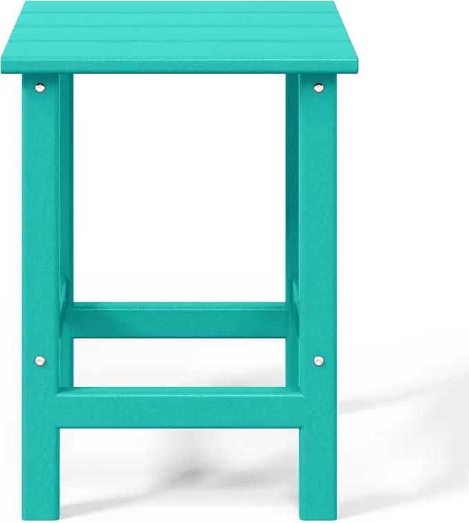 WO Home Furniture Adirondack Chairs Table Set of 3 PCS Outdoor Folding Chairs Side End Table Weather/UV Resistant for Lawn, Garden, Bon Fire, Balcony (Turquoise) by GreenHaven Gardens